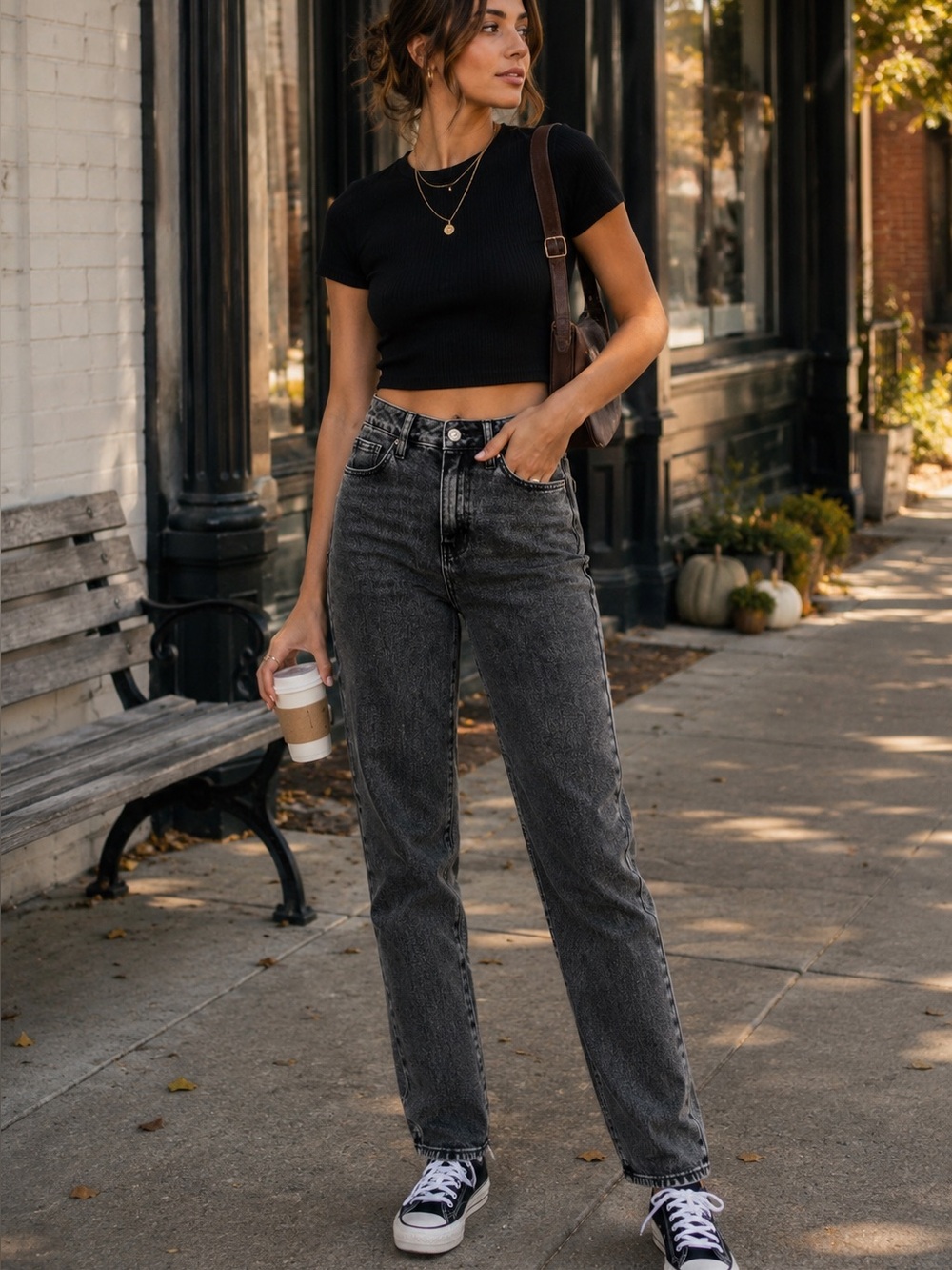 PacSun Mom Jeans Size 23 Black Acid Wash High Rise Straight Leg Denim